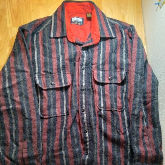 Vintage Fieldmaster Wool Striped Button Down Shirt Flannel - Picture 2 of 8